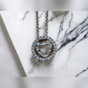 Heart Necklace - Womens Gift Jewelry Gold Tone Romantic Valentines Birthday